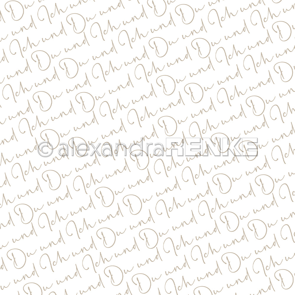 Nahtloses Muster von Alexandra Renke: handgeschriebenes "D" und "David" in Hellbraun auf Weiß - ideal für Papierprojekte, Designpapier, oder kreative Buchbinderei.