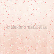 Hellrosa Alexandra Renke Designpapier mit kleinen weißen und rosafarbenen Kirschblüten, die über das Papier verstreut sind - perfekt für Ihre Papierprojekte.