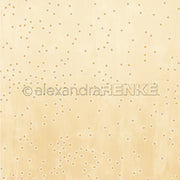 Ein beiger Hintergrund mit verstreuten kleinen weißen Gänseblümchen-Lieblingsblüten und dem Aufdruck "Alexandra Renke" in der Mitte sorgt für einen charmanten Designerpapier-Effekt.