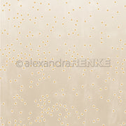 Beigefarbener Hintergrund mit verstreuten kleinen weißen und gelben Gänseblümchen von Alexandra Renke, ideal als Designpapier für einzigartige Grußkarten oder kreative Papierprojekte.