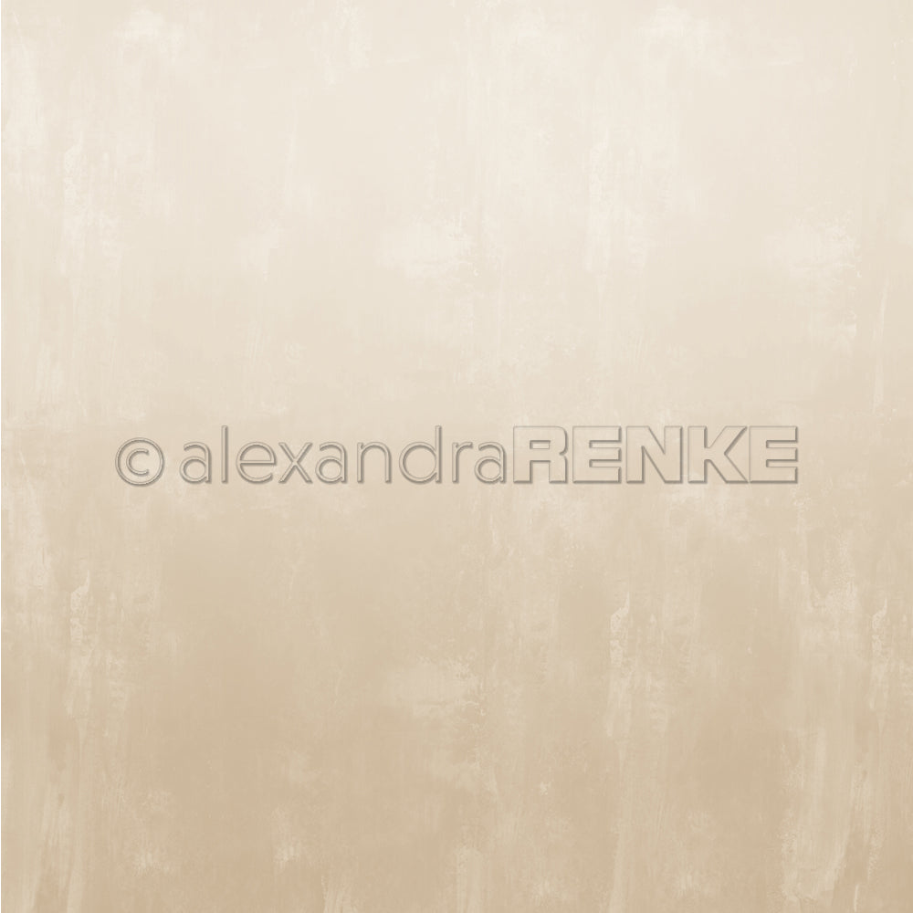 Beigefarbener, strukturierter Hintergrund mit einem weichen, gemalten Effekt, ideal für Designpapier oder Papierprojekte, mit einem Wasserzeichen von Alexandra Renke in der Mitte.