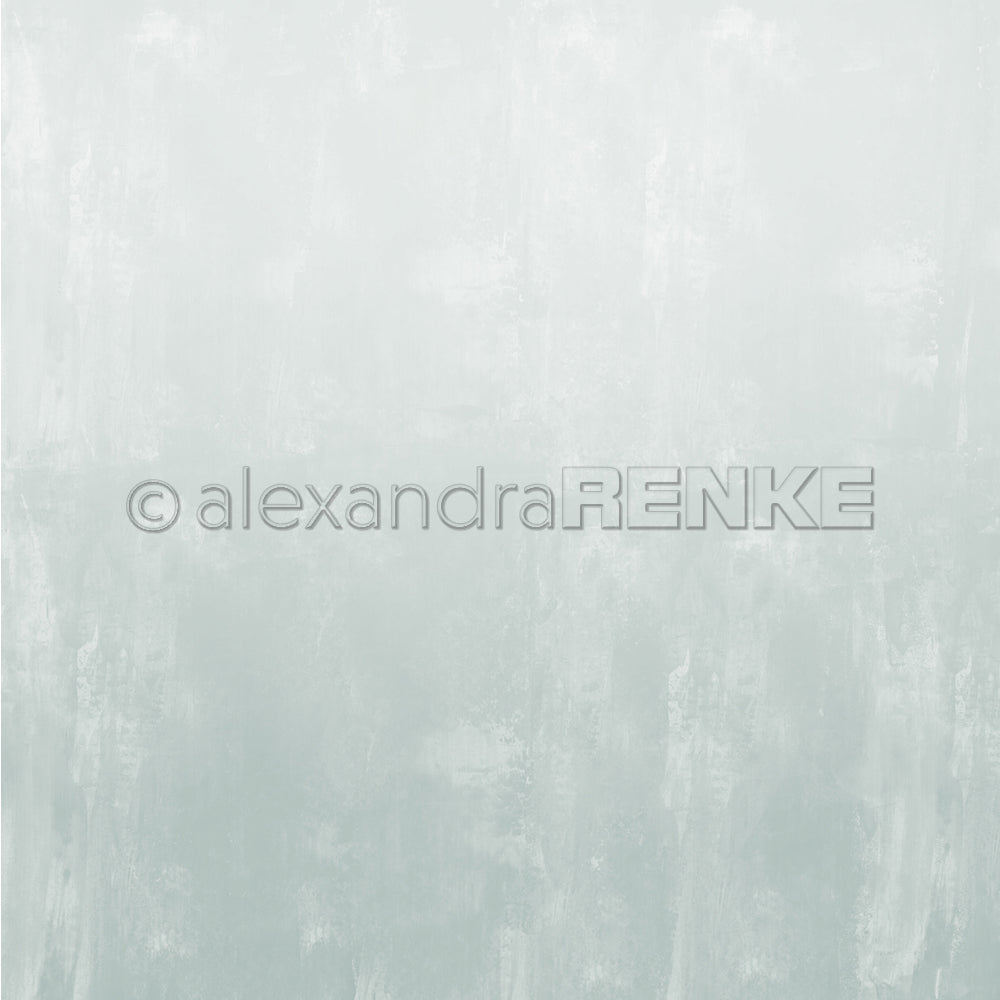 Hellgrauer, strukturierter Hintergrund mit einem subtilen Wolkenmuster, ideal für Buchbinderei- oder Papierprojekte, mit einem Wasserzeichen von Alexandra Renke in der Mitte.
