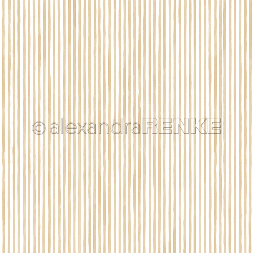 Beige handgezeichnete vertikale Streifen zieren einen weißen Hintergrund in diesem einfachen, nahtlosen Muster von Alexandra Renke - ideales Designpapier für Papierprojekte oder kreative Buchbinderei.