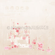 Zarte rosa und beige Blumenmuster mit abstrakten botanischen und geometrischen Akzenten auf hellem Hintergrund von Alexandra Renke, perfekt für florale Nähprojekte oder als elegantes Designpapier für Ihre Papierarbeiten.