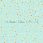 Kleine gelbe Küken sind gleichmäßig auf einem hellblauen Hintergrund verteilt und bilden so ein bezauberndes Motiv, das an das charmante Designpapier erinnert, das oft in Papierprojekten verwendet wird.