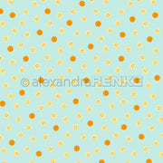Hellblauer Hintergrund mit orangefarbenen und gelben Smileys in einem sich wiederholenden, gleichmäßig angeordneten Muster – das perfekte Designpapier für Ihre „Summer Special Smileys“ oder kreative Papierprojekte.
