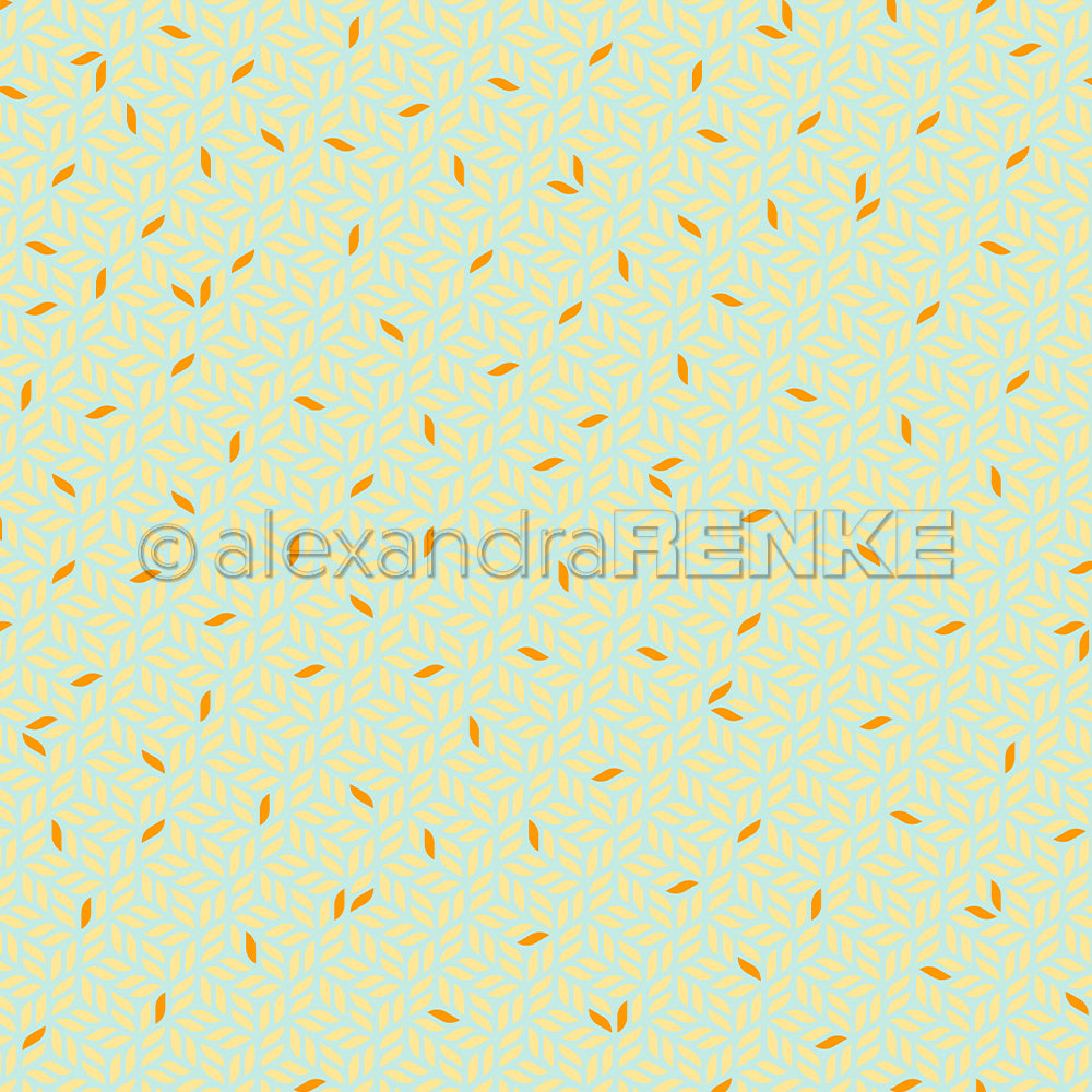 Ein durchgehendes hellblaues Muster mit goldenen geometrischen Blattformen, die über das gesamte Motiv verteilt sind – ideal für Papierprojekte oder als Designpapier für Ihre Kreationen im Rahmen des Sommer-Specials.