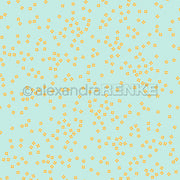 Kleine gelbe Blüten, die auf einem hellblauen Hintergrund verstreut sind, sorgen für einen bezaubernden, frischen Look – perfekt für Papierprojekte oder um Ihren „Sommer Special“-Ringen mit wunderschönem Designpapier einen Hauch von Charme zu verleihen.