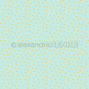 Kleine gelbe Bananen sind auf einem hellblauen Hintergrund verstreut und bilden ein verspieltes, sich wiederholendes Muster – perfekt für Papierprojekte oder als fröhliches Sommer-Special „Zitronen“-Designpapier.