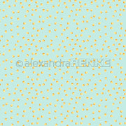 Hellblauer Hintergrund mit einem Muster aus kleinen gelben Punkten, die gleichmäßig über die gesamte Fläche verteilt sind – ideal für Sommer-Designpapier und kreative Papierprojekte.