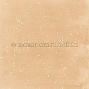 Ein hellbrauner Hintergrund mit kleinen weißen Sternen, über den in der Mitte dieses Designpapiers der Schriftzug „alexandraRENKE“ verläuft.
