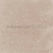 Taupefarbenes Designpapier mit kleinen weißen Sternen, in der Mitte steht der Text „alexandraRENKE“.
