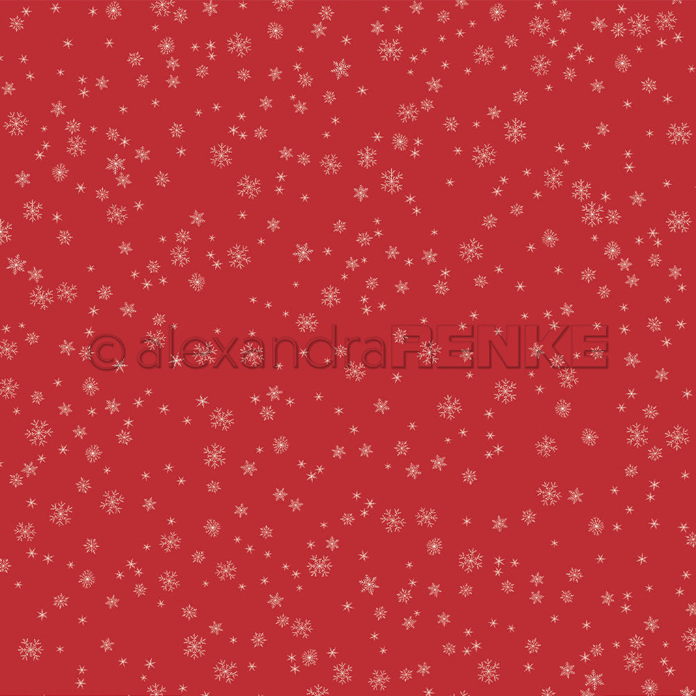 Hochwertiger roter Hintergrund mit einem weißen Schneeflockenmuster.
