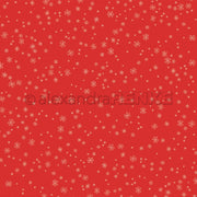 Roter Hintergrund mit einem Muster aus weißen Schneeflocken und einem zentralen Wasserzeichen mit der Aufschrift „alexandraRENKE“ auf diesem Designpapier.