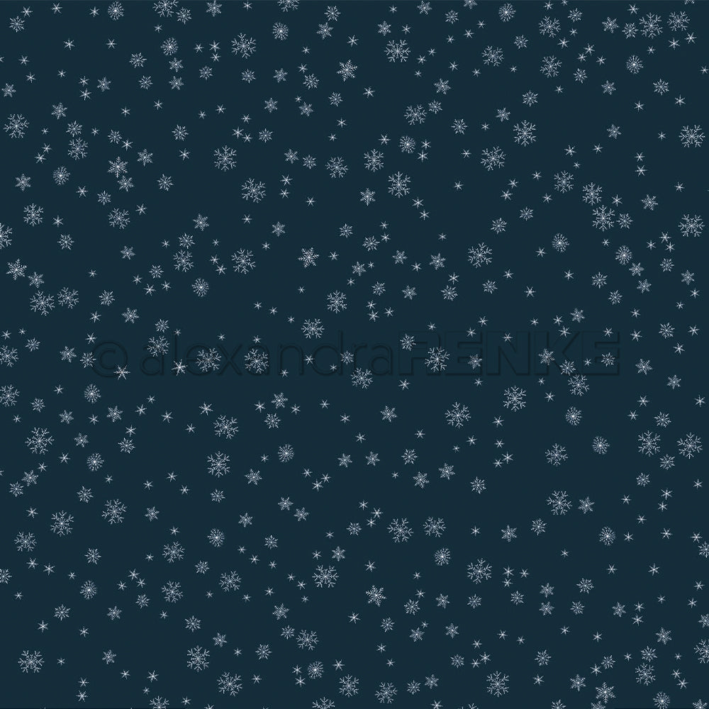 Premiumblau-Hintergrund mit einem Muster aus weißen Schneeflocken.
