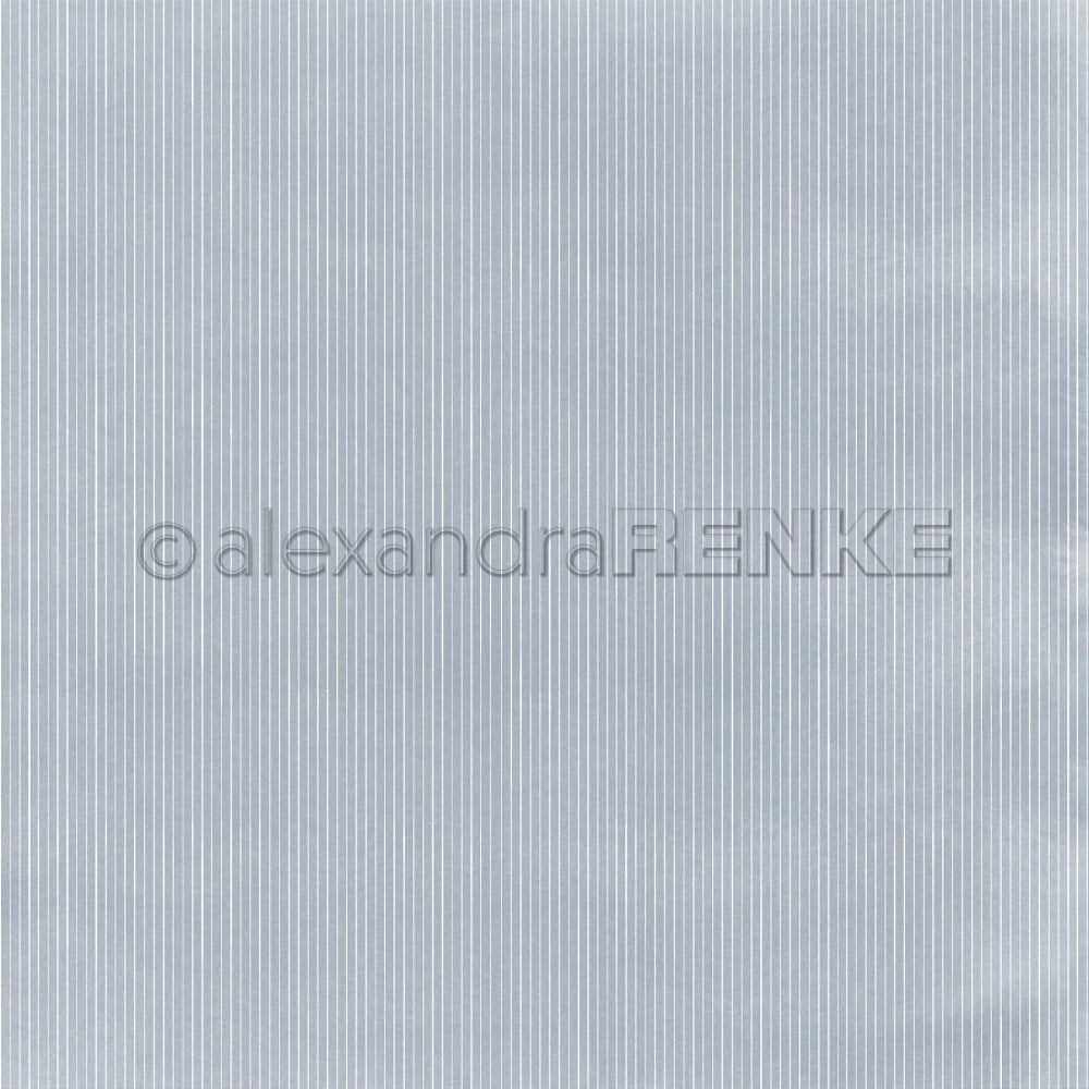 Hellblaues Designpapier mit dünnen weißen vertikalen Streifen und dem „alexandraRENKE“-Wasserzeichen.