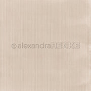 Hellbeiges Designpapier mit feinen weißen Längsstreifen und einem Alexandra-Renke-Wasserzeichen.