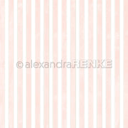 Muster aus vertikalen Aquarellstreifen in Rosa und Weiß mit dem überlagerten alexandraRENKE-Logo.