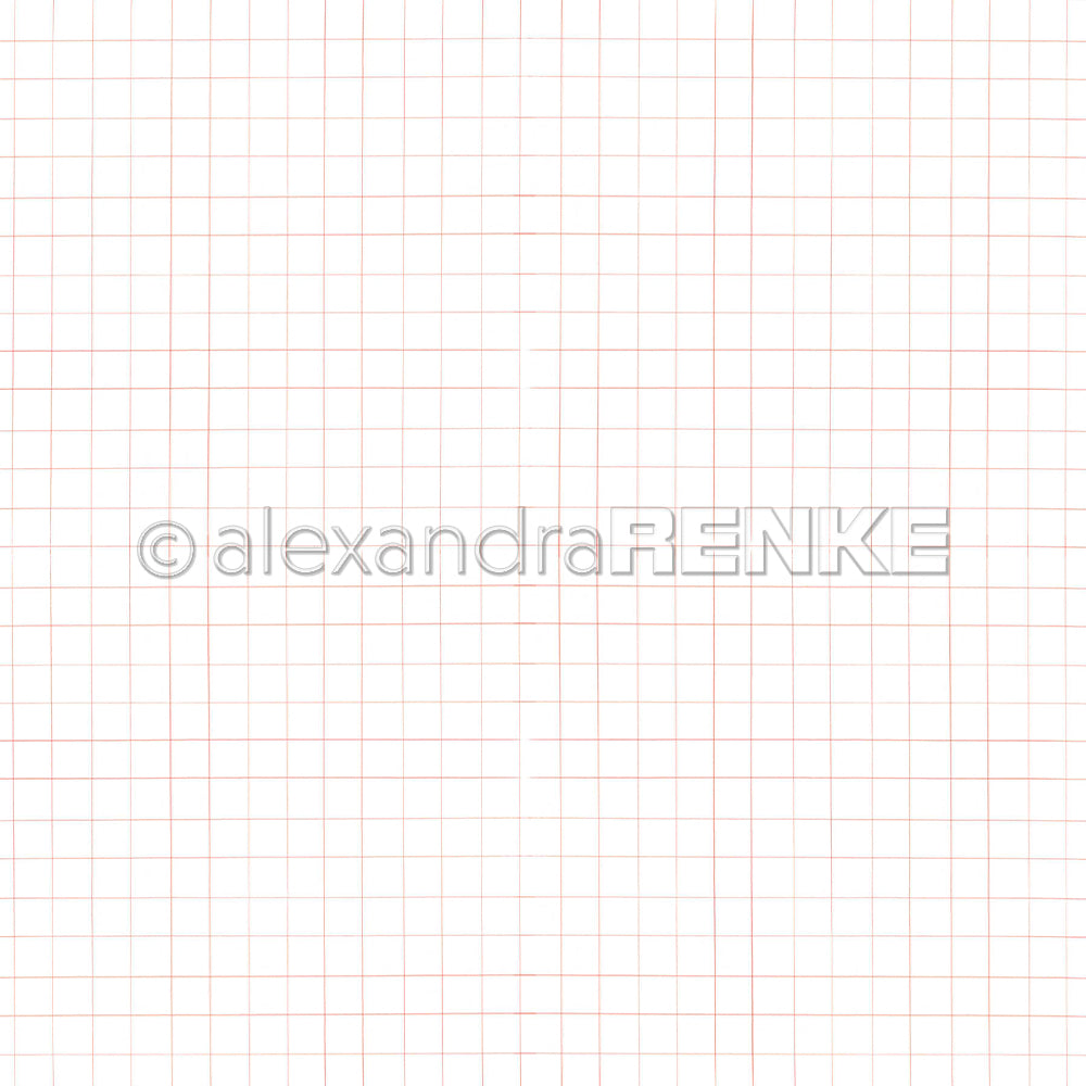 Rotes Designpapier mit Gittermuster und dem Wasserzeichen „alexandraRENKE“.