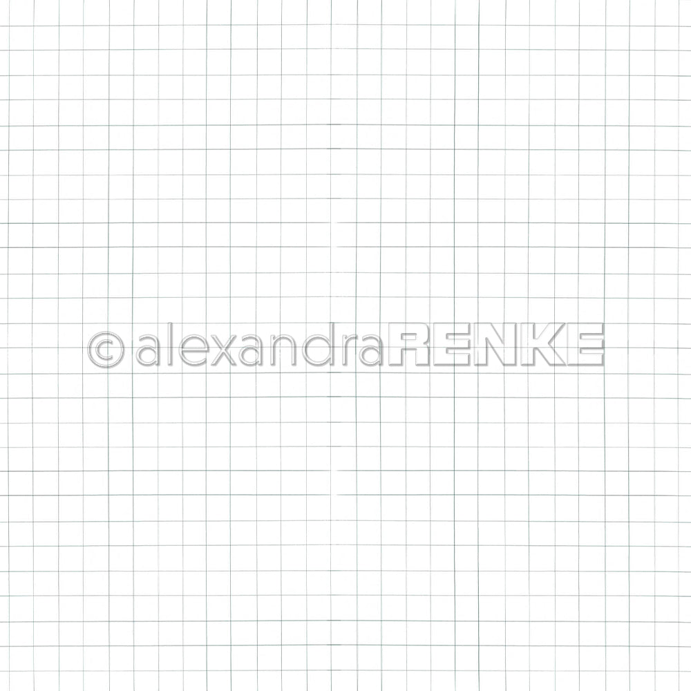 Ein weißes Blatt Designpapier, auf dem in der Mitte das Alexandra-Renke-Logo abgebildet ist.