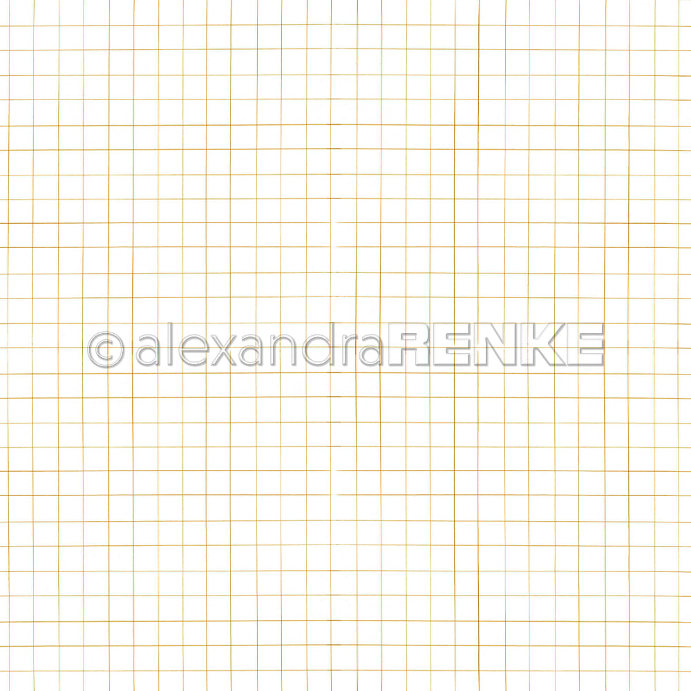 Ein Gittermuster aus feinen goldenen Linien auf Designpapier mit dem Wasserzeichen „alexandraRENKE“ in der Mitte.