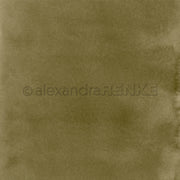 Olivgrünes Aquarell-Designpapier „Mimi Schattengrün“ mit einem dezenten AlexandraRENKE-Logo als Wasserzeichen.