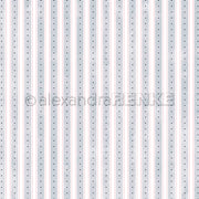 Muster aus vertikalen grauen Aquarell-Streifen und dünnen roten Linien mit winzigen schwarzen Herzen auf Designpapier in Denim-Optik.