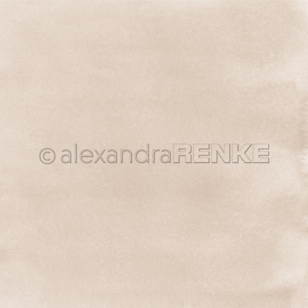 Ein hellbeiges Designpapier Mimi Graubeige mit einer dezenten Aquarellstruktur und dem Schriftzug alexandraRENKE.