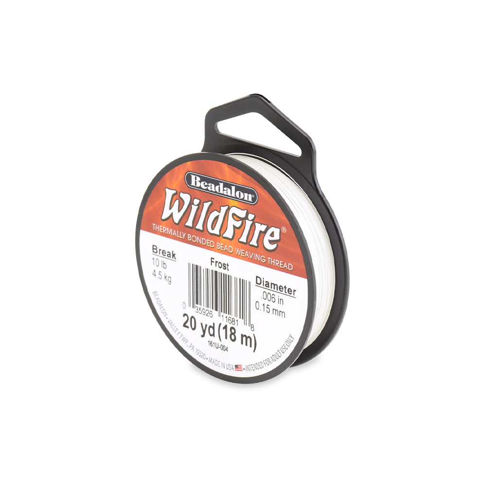 Beadalon WildFire Frost-Garn, Spule à 20 yd, Tragkraft 10 lb, Stärke 0,15 mm – ideal für Rocailles und filigrane Perlenarbeiten.