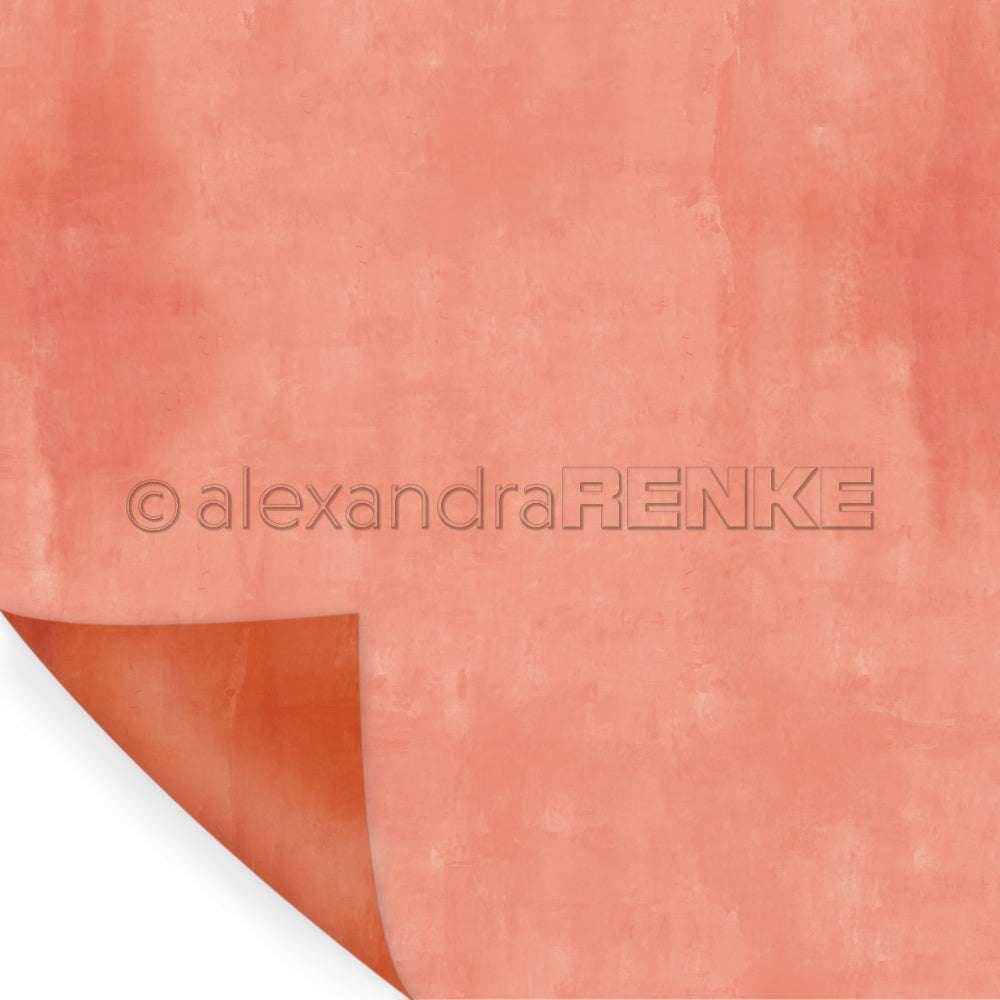 Ein strukturierter, pfirsichfarbener Designpapierbogen von Alexandra Renke mit einer leicht gewellten Ecke - perfekt für Papierprojekte, die die Kreativität anregen.