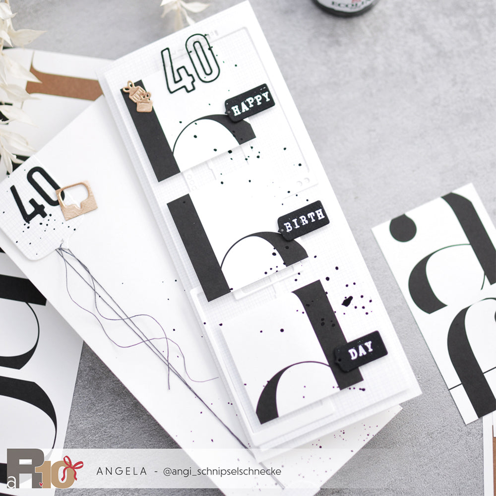 Design paper 'Small alphabet black gold'