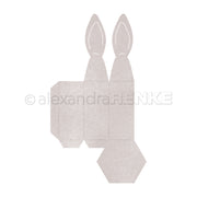 Graue Schablone in Hasenform mit Falzlinien und zwei aufrechten Ohren von Alexandra Renke - ideal zum Kombinieren mit passenden Designpapieren oder Stanzformen aus Ihrer Sammlung.