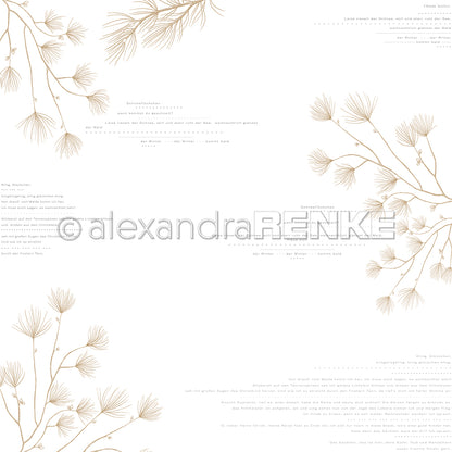 Design paper 'Pine branch typography dark beige'