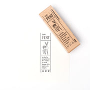 Alexandra Renke Holzstempel mit einem Hirsch und dem Schriftzug "zum FEST" - ideal für Papierbasteleien und Stempelprojekte mit Ihrem Lieblingsstempelkissen.