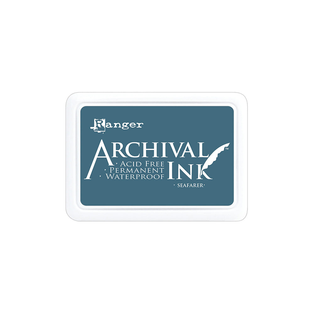 Ranger Archival Ink rechteckiger Block mit permanenter, säurefreier, wasserfester Tinte im Farbton Seafarer.