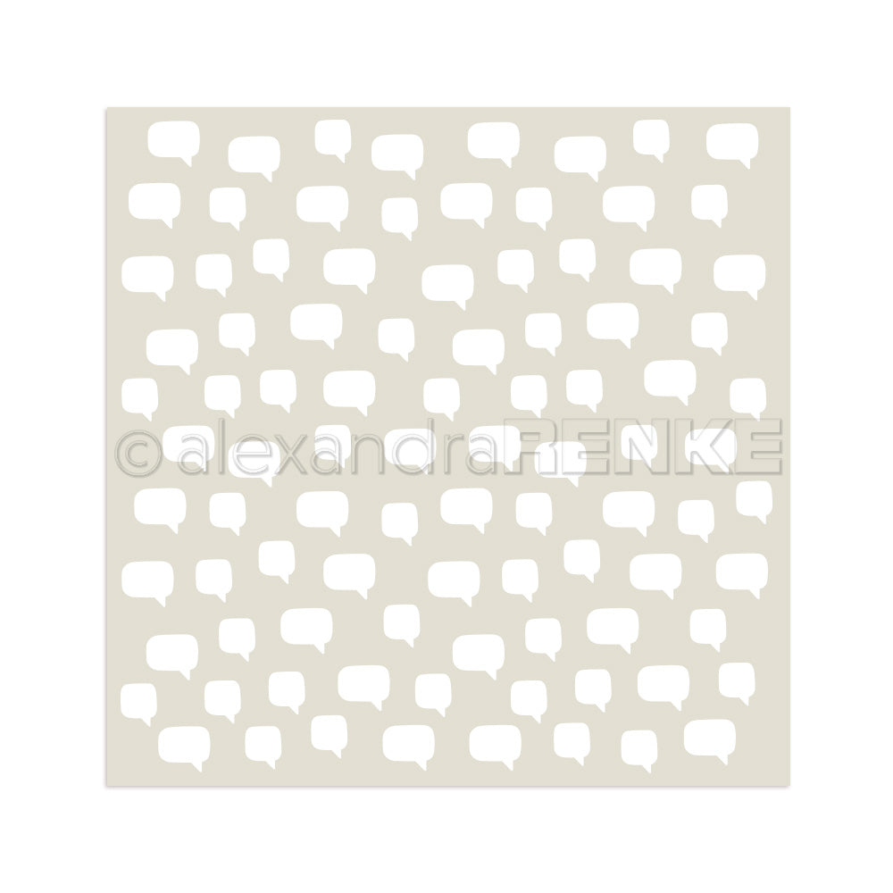 Gleichmäßig verteilte Stencil Sprechblasen auf einem beigen Hintergrund von Alexandra Renke, ideal für schablonen- oder wiederverwendbare Projekte.