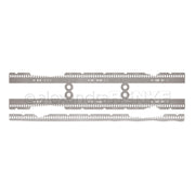 Drei verschlungene, rechteckige, gestanzte Metallstreifen von Alexandra Renke mit kreisförmigen und gemusterten Details - ideal für Designpapier oder die Verwendung mit Ihrem bevorzugten Stanzsystem.