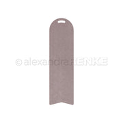 Ein schlichtes, braunes, rechteckiges Lesezeichen mit abgerundeter Spitze und kleinem Henkelausschnitt, hergestellt von Alexandra Renke mit dem DieCut System für Präzision - perfekt zur Kombination mit Ihren Lieblingsdesignpapieren.