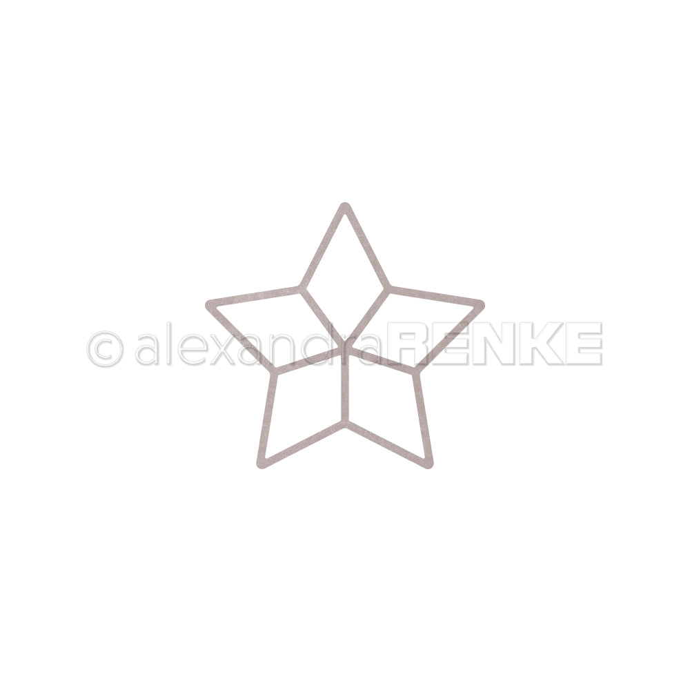 Ein einfacher geometrischer fünfzackiger Stern auf weißem Hintergrund, perfekt als Alexandra Renke DieCut Systeme Schablone oder für Motivstanze Stern in kreativen Designpapieren.