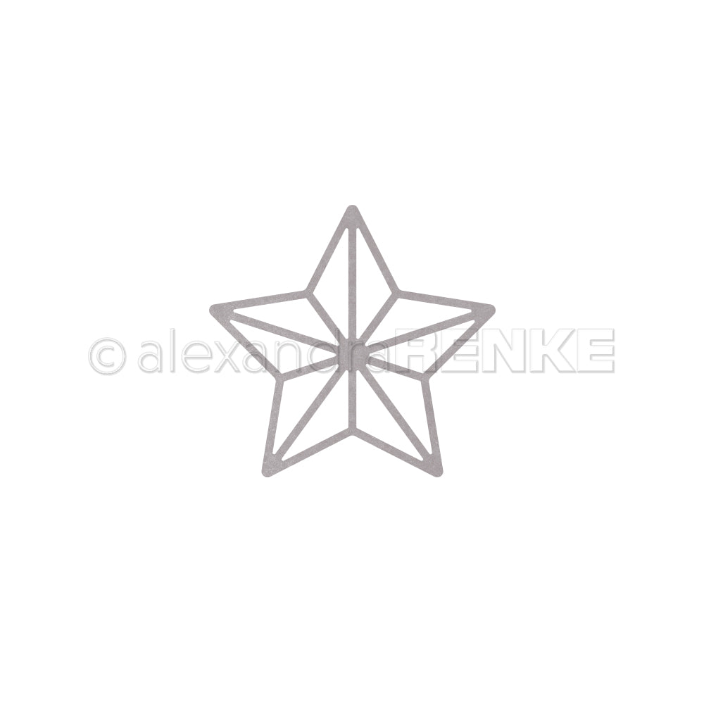 Umriss eines fünfzackigen Sterns mit geometrischen Linien auf weißem Hintergrund, ideal für Alexandra Renke Designpapiere oder zur Verwendung mit Motivstanze Stern & Stanzsysteme.