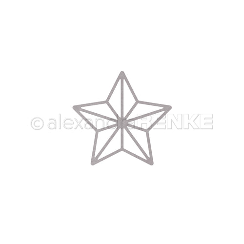 Umriss eines fünfzackigen Sterns mit geometrischen Linien auf weißem Hintergrund, ideal für Alexandra Renke Designpapiere oder zur Verwendung mit Motivstanze Stern & Stanzsysteme.