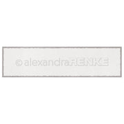 Ein langes, rechteckiges weißes Etikett mit einem dünnen grauen Rand und strukturierten Kanten, hergestellt mit der Alexandra Renke Motivstanze längliches Rechteck - ideal für Stanzen für Designpapier und kompatibel mit den meisten DieCut Systemen.