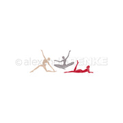 Drei stilisierte Figuren bilden ein Figuren-Trio in rhythmischen Gymnastikposen auf weißem Hintergrund von Alexandra Renke, perfekt als Motivstanze für kreative Stanzsysteme.