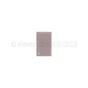 Ein kleines rechteckiges Alexandra Renke Designpapier mit gestricheltem weißen Pfeil und gekerbtem oberen Rand, ideal für die Verwendung mit dem Motivstanze Notizblatt Stanzsysteme.