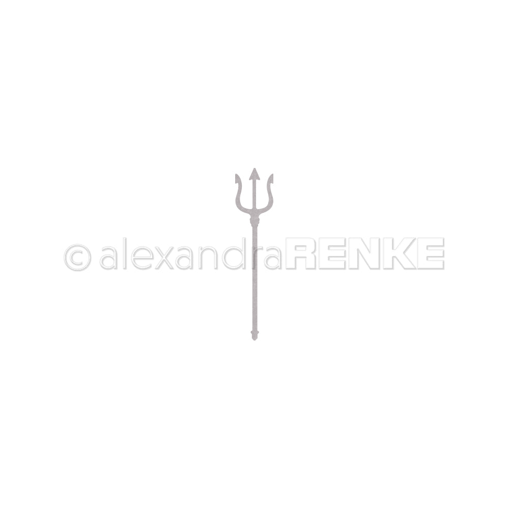 Ein einfaches graues Dreizack-Symbol von Alexandra Renke, inspiriert von Motivstanze Dreizack, ist auf einem weißen Hintergrund zentriert.