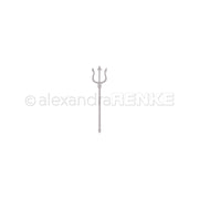 Ein einfaches graues Dreizack-Symbol von Alexandra Renke, inspiriert von Motivstanze Dreizack, ist auf einem weißen Hintergrund zentriert.