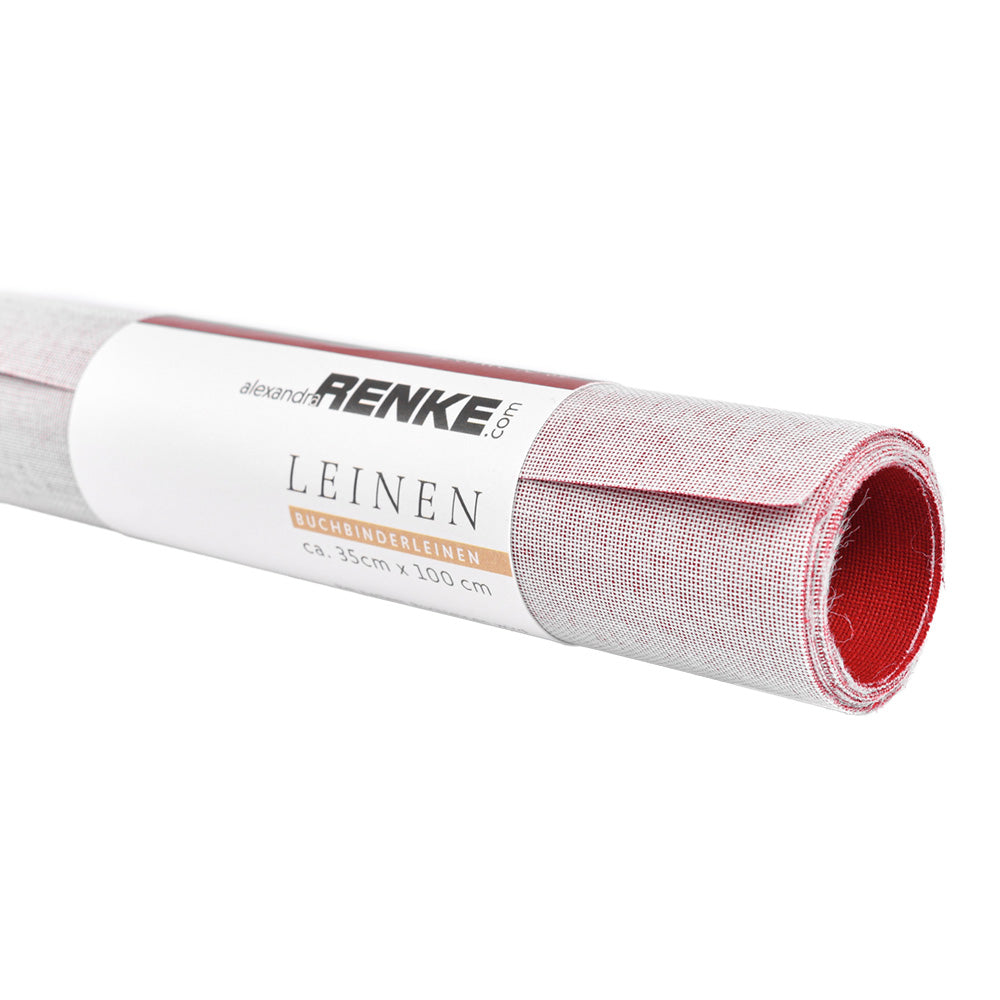 Eine 35x100cm große Rolle Leinenstoff von ☆, hergestellt aus umweltfreundlichem Buchleinen und veredelt mit recyceltem Garn, gekennzeichnet mit dem Label "Leinen" für einen nachhaltigen Touch.