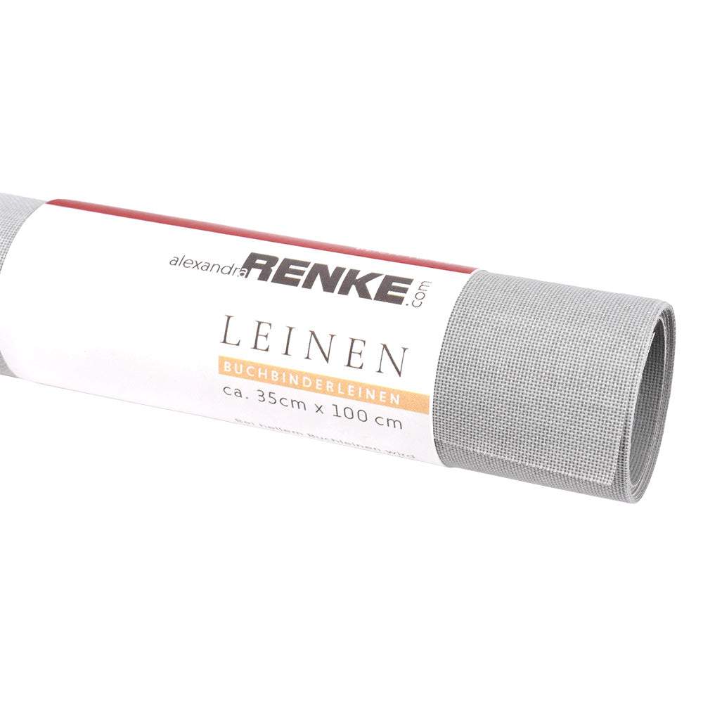 Ein aufgerollter Bogen graues Buchleinen (ca. 35×100 cm) von ☆, hergestellt aus umweltfreundlichen Materialien - perfekt für nachhaltige Buchbindeprojekte.