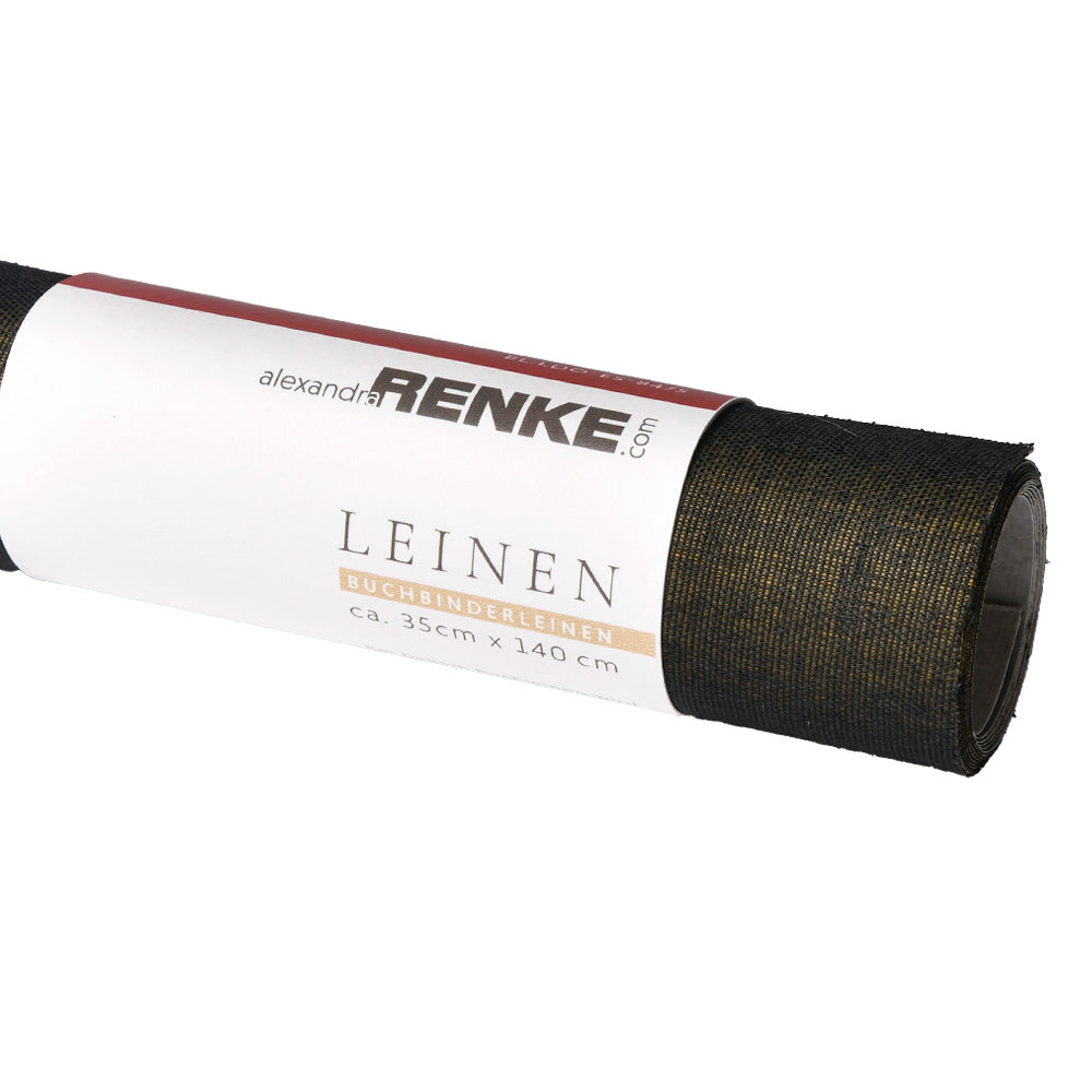 Ein gerollter Bogen schwarzes Buchleinen (Buchbinderleinen) Viskosegewebe, beschriftet mit Leinen, 35cm x 140cm von ☆-perfekt für Projekte wie Heißfolienprägung.