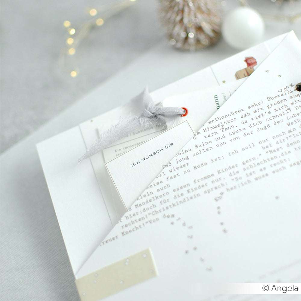 Die minimalistischen Festtagskarten und Umschläge von Alexandra Renke zeichnen sich durch gedruckten Text und neutrale Designs auf hellem Hintergrund aus - ideal für die Kombination mit Minialben oder die Ergänzung Ihrer Festtagsgrüße durch Buchbinden-Kunst.